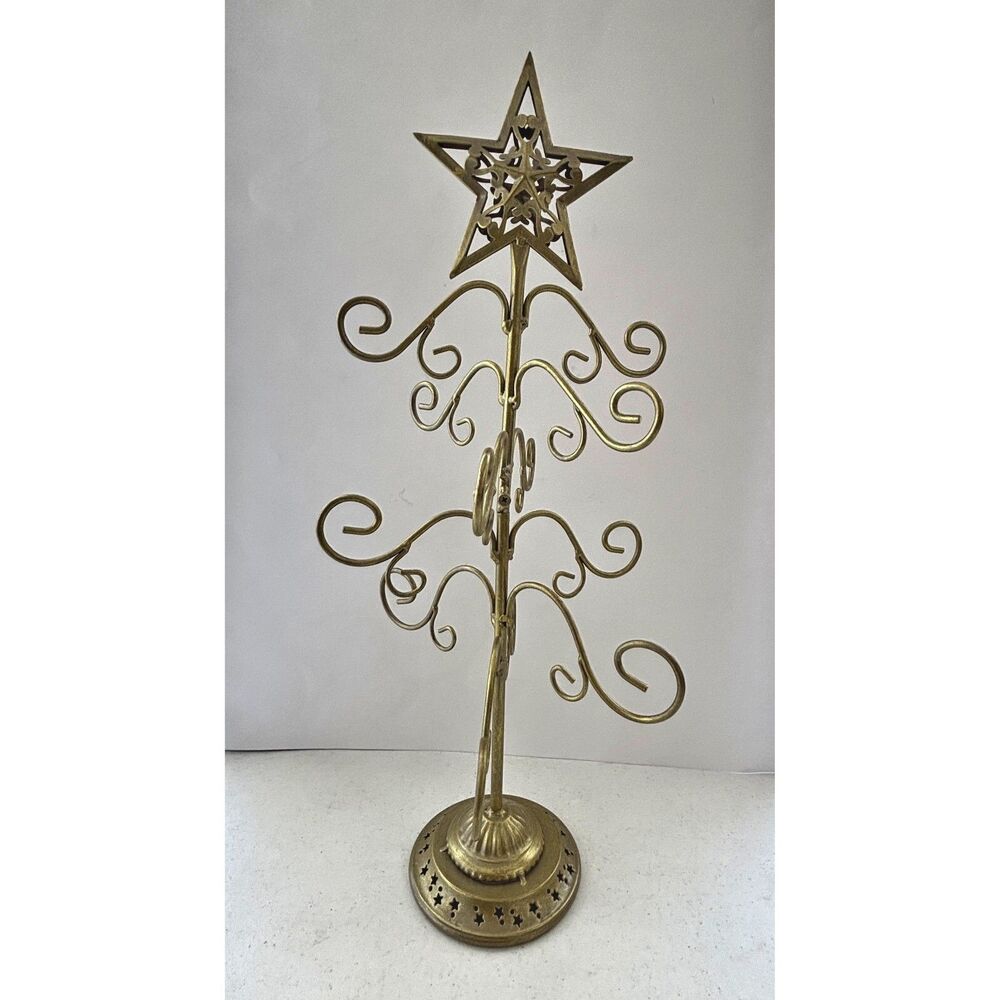 Tabletop Christmas Ornament Tree Filigree Gold Star 2014 WMG Holiday